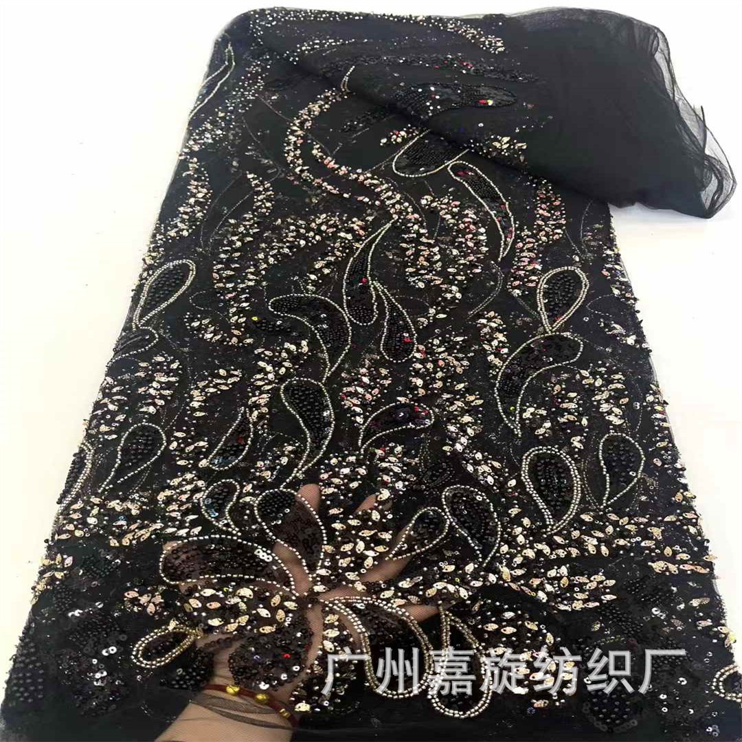 5Yards Lace Single-Sided Bubble Bead Lace Mesh Fabric Bead Tube Embroidery Beaded Sequin Embroider Dress Skirt Fabric