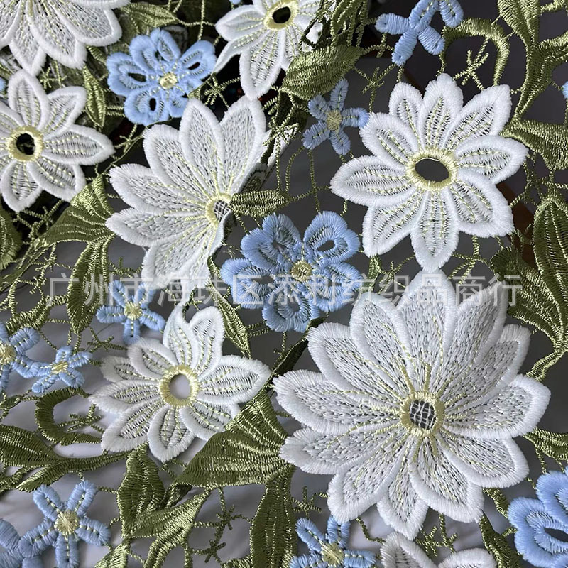 Picture of Heavy Industry Fashionable Multi-color Cut Out Daisy Lace Embroider Full Water-soluble Lace Designer Dress Suit Cloth