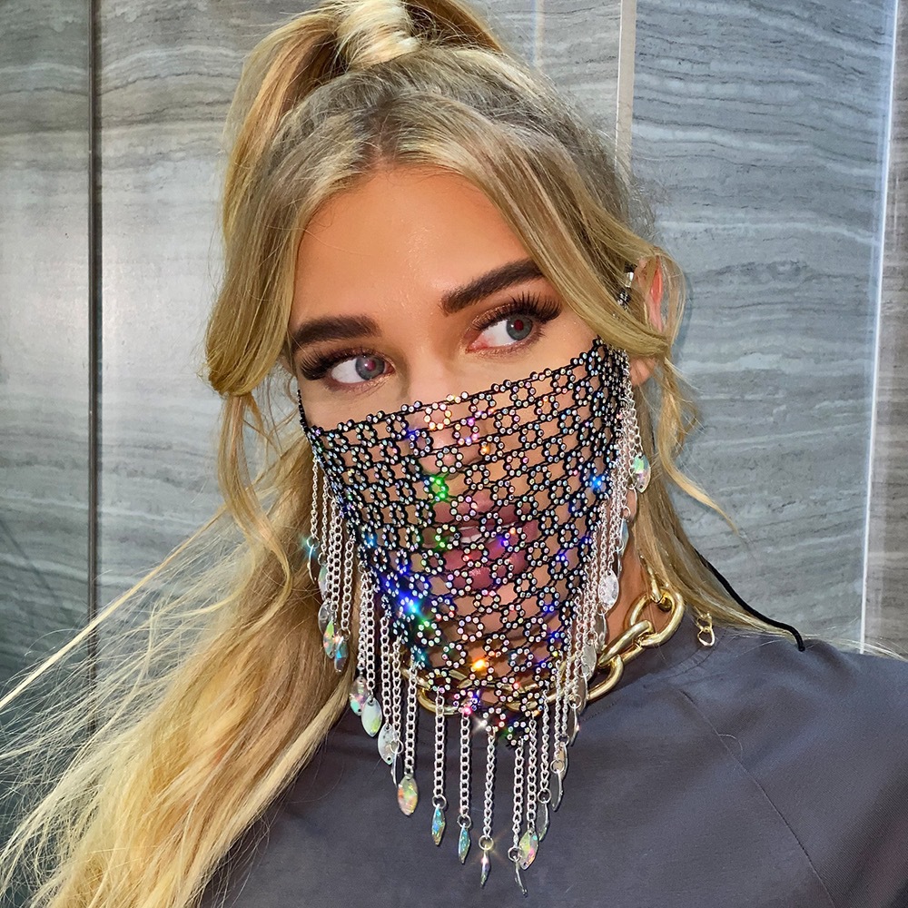 Picture of Rhinestone mask Europe and the United States cross-border Amazon AliExpress splicing with diamond jewelry flash diamond tassel mask LBZ1254