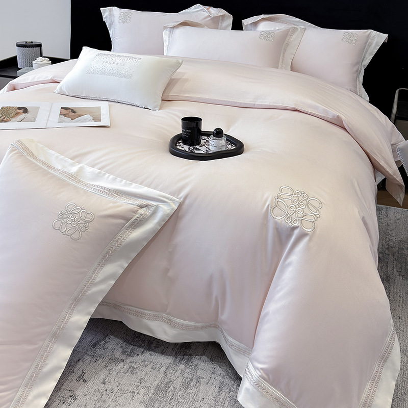 Picture of Class a Classy 240 Count Cotton Satin Four-Piece Set Long-Staple Cotton Pure Cotton Skin-Friendly Naked Sleeping Bed Sheets Quilt Cover Nantong Home Textiles