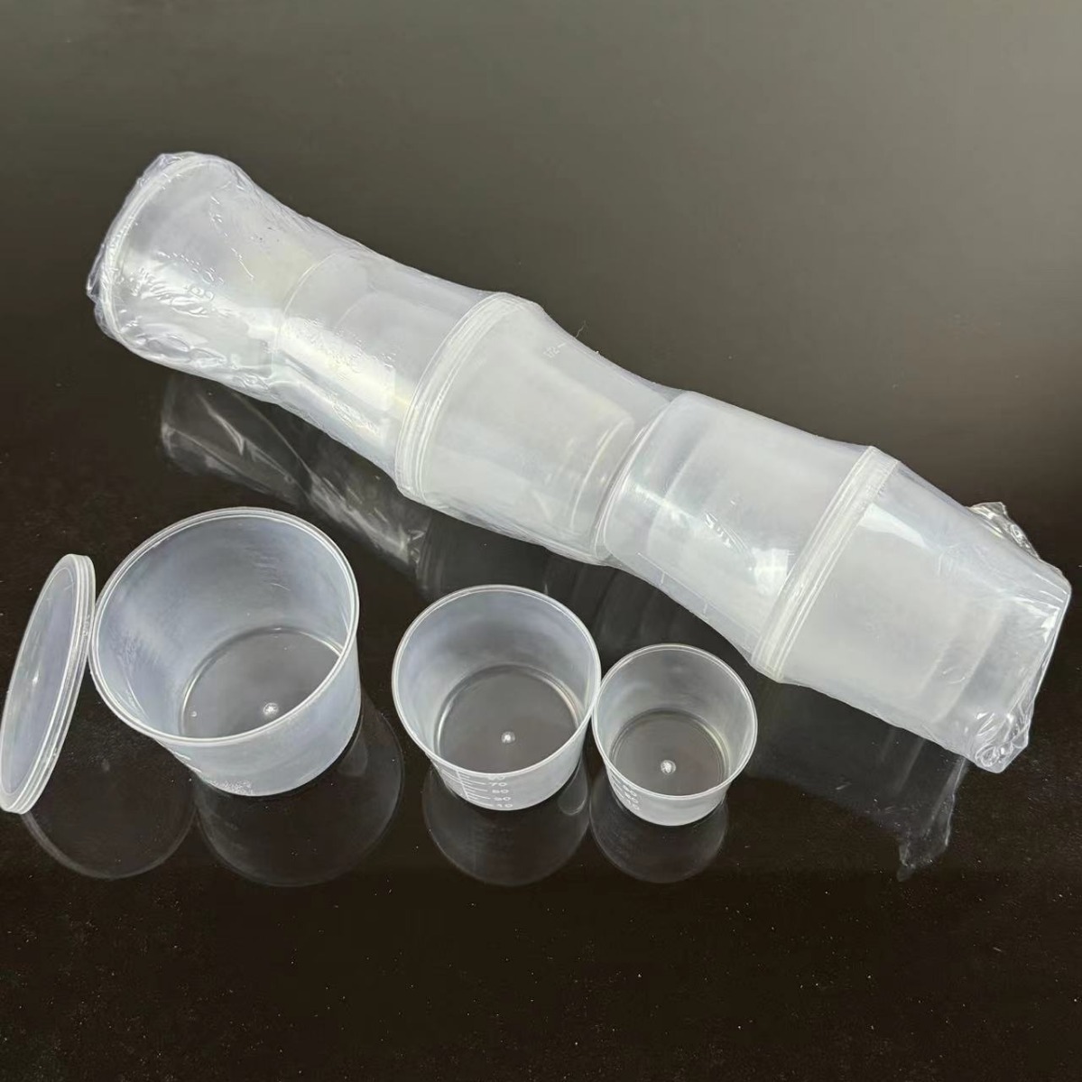 Three-Piece Fishing Measuring Cup with Scale, Transparent Bait Mixing Measuring Cup, Fishing Feed Measuring Cup Combination, Fishing Gear Accessories