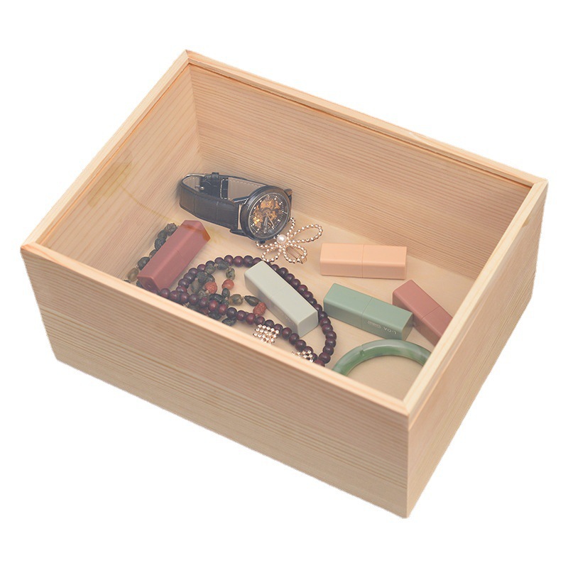 Picture of Customized Transparent Storage Box Desktop Pull-Out Wooden Box Specimen Solid Wood Display Box Souvenir Packaging Box Jewelry Box