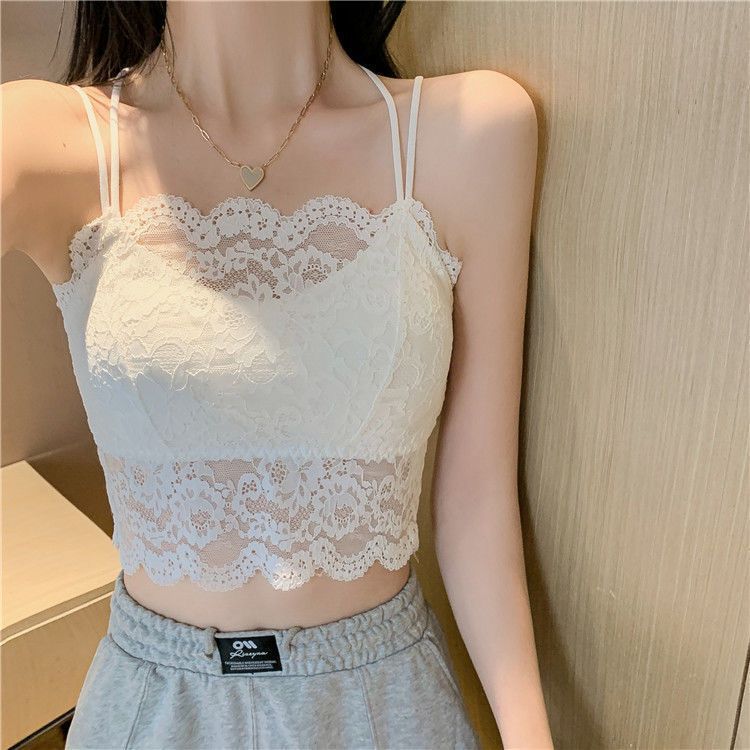 Lace Beautiful Back Tube Top Underwear Anti-Lining without Steel Ring Gathering Small Chest Underwear Girl's Sling Wrapping Chest Thin Inner Wear