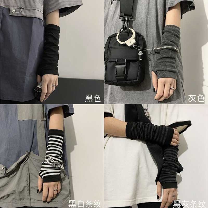 Cross-border Ninja Fingless Sleeve Dark Lolita Striped Sleeve Cross Long cosplay Sleeve Cover