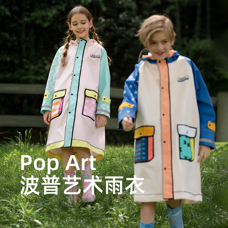 Children's Raincoat Wholesale 2025 New Style Girls and Boys Primary School Students Go to School with School Bags Big Kidsren's Rainstorm Ponchos