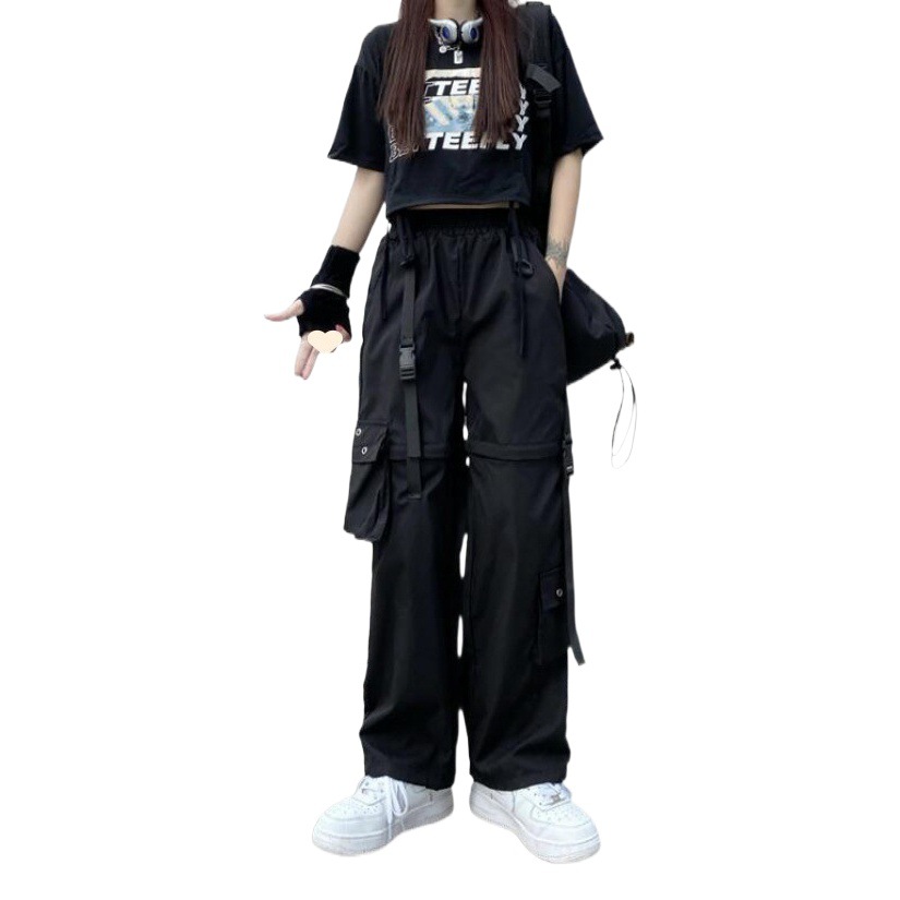 Casual Caught Pants for Men and Women Spring and Autumn Detachable Straight Wide Leg Pants High Waist Loose Slimming Pants High Street Trendy for Students