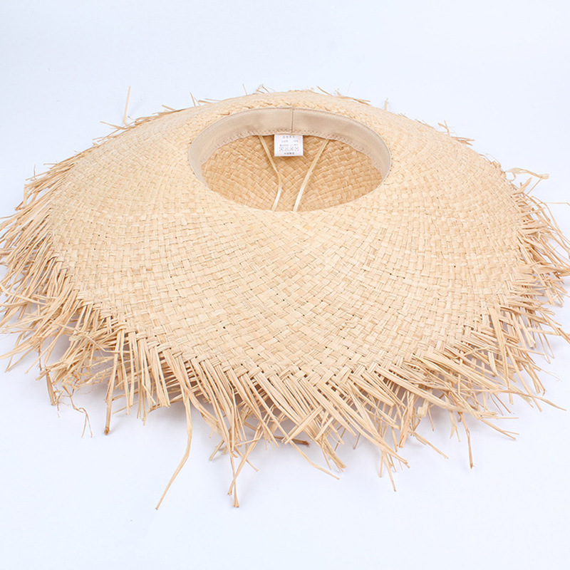 Picture of Korean Style Shattered Side Big Brim Lafite Straw Hat Summer Travel Beach Holiday Sun Protection Sun Hat Portable Foldable Hat