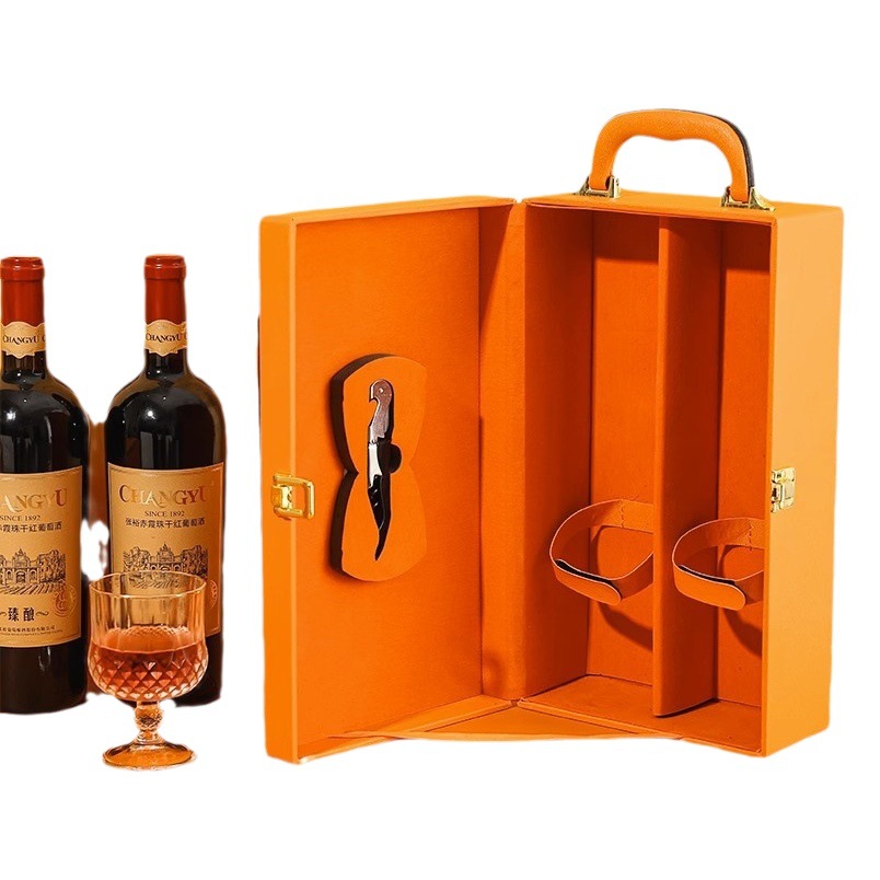 Picture of Spot Red Wine Packaging Gift Box Empty Box 2 Red Wine Gift Box Two Pieces Single Double Wine Box Wine Gift
