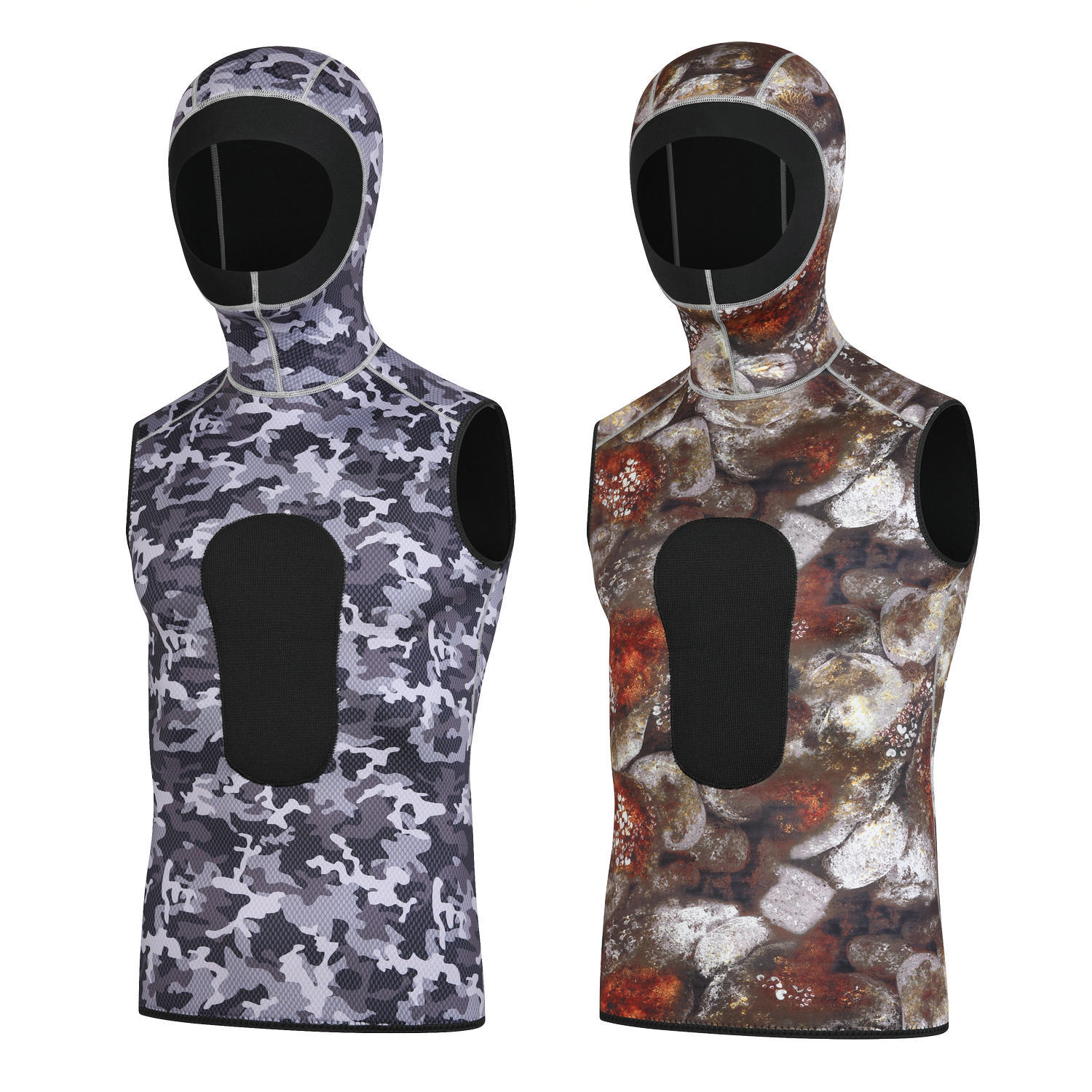 3mm Diving Warm Camouflage Hooded Diving Suit Wet Clothes Sleeveless Diving Vest Diving Suit Swimming Surfsuit