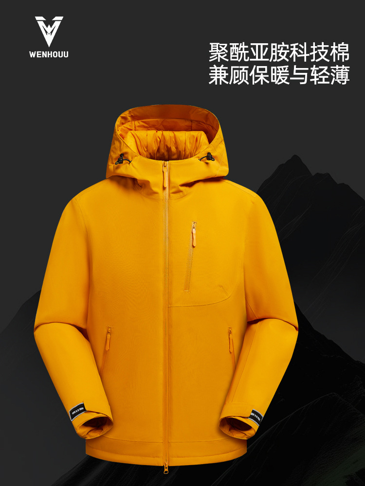 One-piece cotton softshell jacket for men, warm outdoor functional cotton jacket for women, thickened warm, windproof, waterproof, and group jacket, custom-made