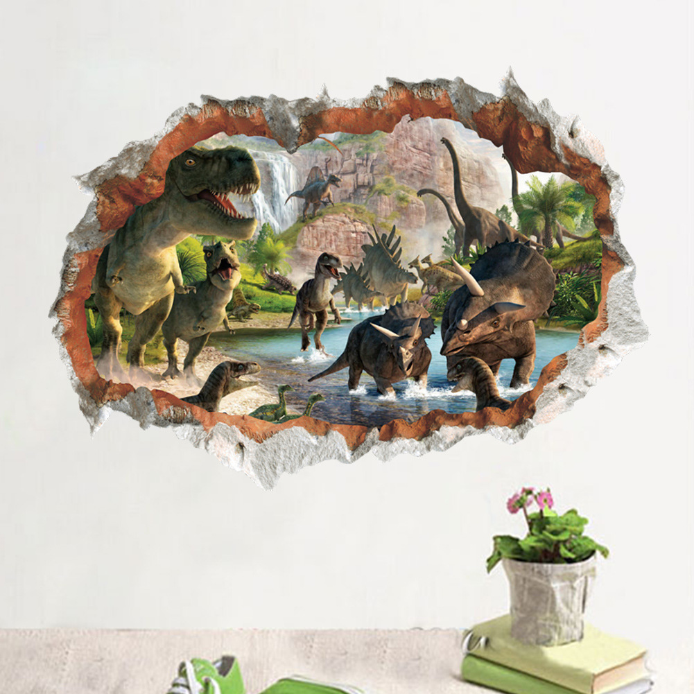 14184 new foreign trade 3d three-dimensional dinosaur Wall children's room living room wall decoration removable wall stickers