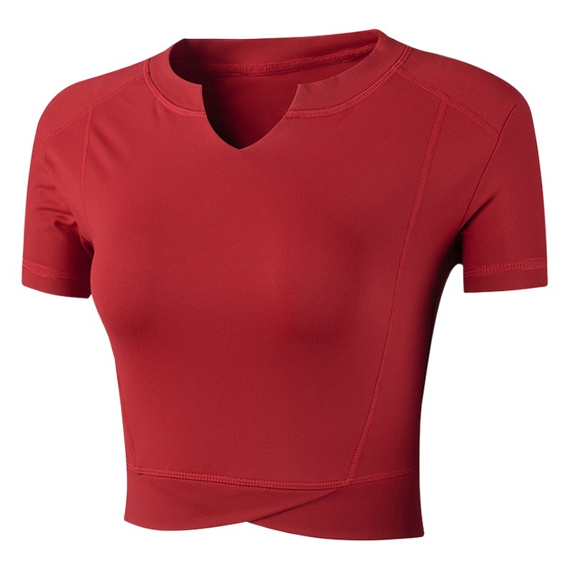 Cross-Border Fitness Quick-Drying T-Shirt Tight Top Internet Celebrity Yoga Wear Elastic Short Sexy Sports Short-Sleeved Thin Section