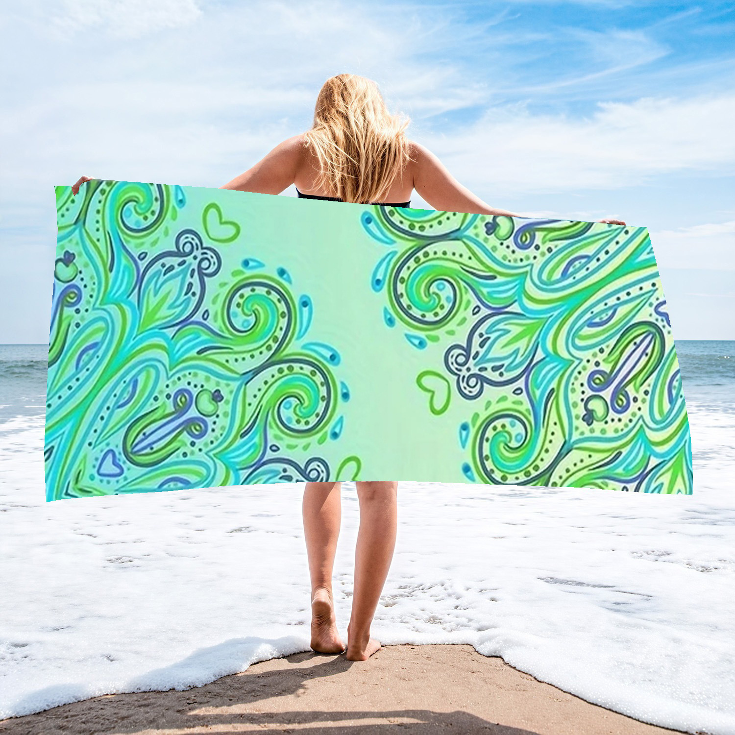 Picture of Cross-border microfiber double-sided velvet beach towel custom LOGO digital printing large bath towel rectangular thick towel