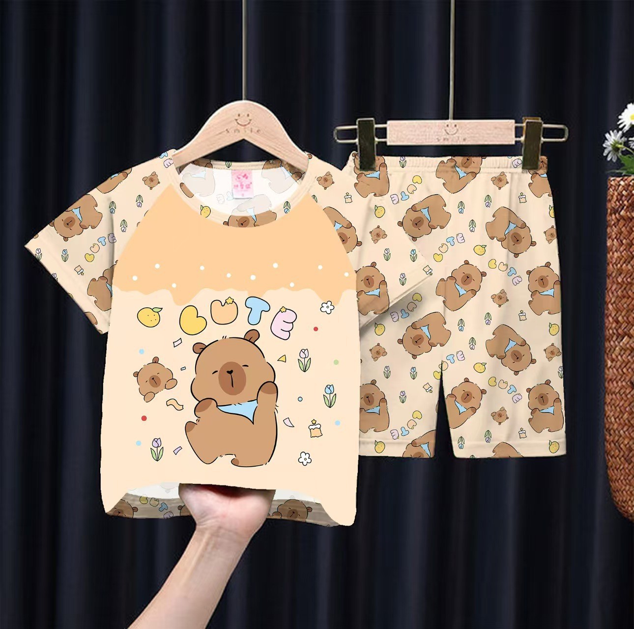 Picture of Wholesale Summer Children's Pajamas Cartoon Girls Short-Sleeved Shorts Thin Boys Casual Middle and Large Children's Suits Home Clothes