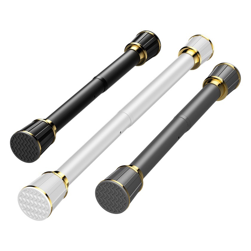 Punch-free telescopic rod installation Curtain Pole Single Rod curtain bracket lifting and shrinking Roman Rod clothes pole hanger strut