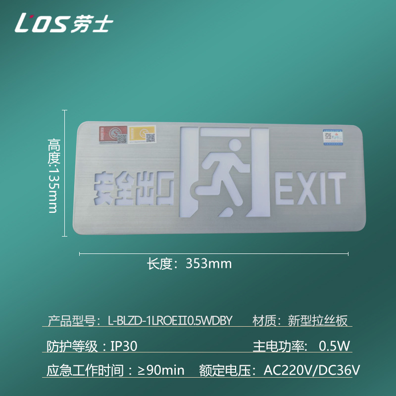 Picture of Laoshi new national standard safety exit indicator light stair passage fire emergency lighting led evacuation sign light