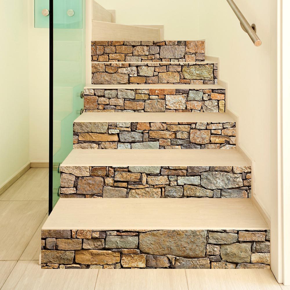 Foreign trade cross-border manufacturers creative stair stickers DIY simulation stone wall decoration home waterproof 3d wall stickers
