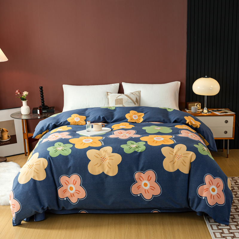 Picture of Cotton brushed duvet cover single piece modern simple single double dormitory thickened quilt cover pure cotton duvet cover single piece
