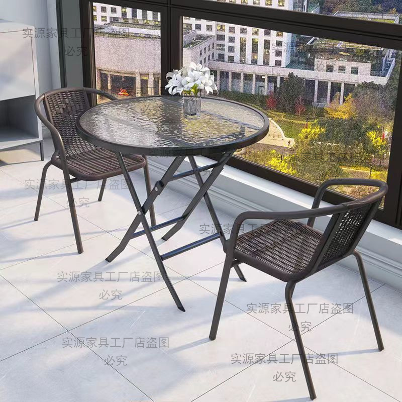 Outdoor table and chairs, balcony, open-air chairs, simple living room, modern milk tea shop, wrought iron outdoor courtyard combination, home leisure