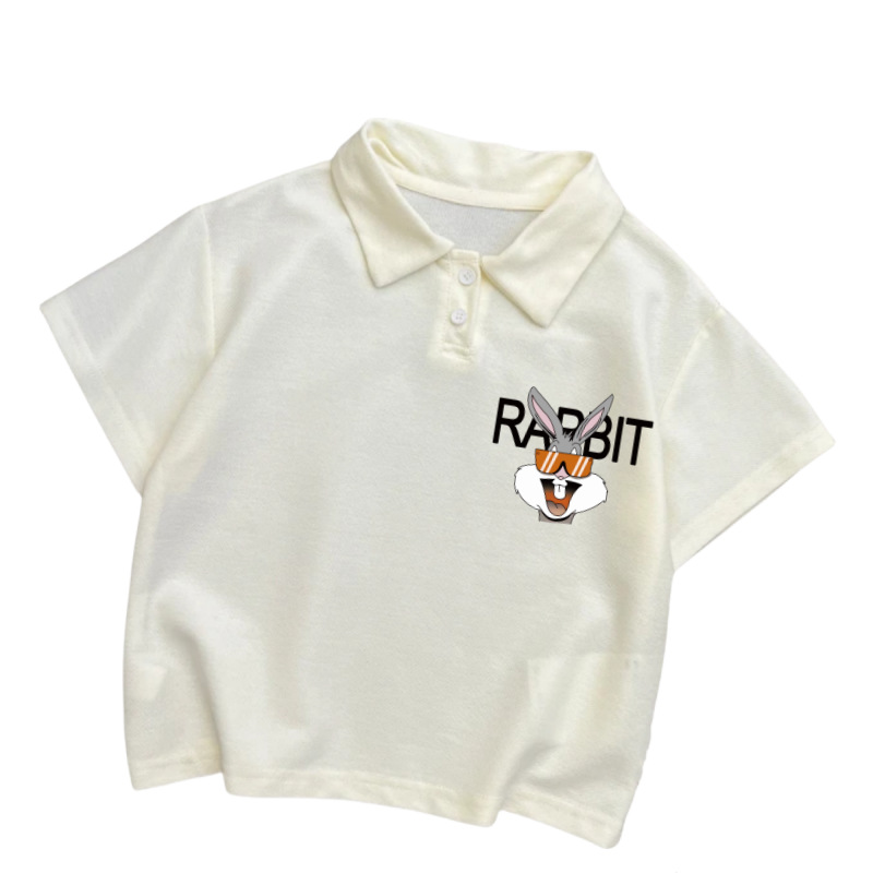 Picture of Summer Kidsren's Short-Sleeved Polo Collar T-Shirts for Boys and Girls Cartoon Casual Summer Clothes Korean Style Middle School Students Lapel Tops