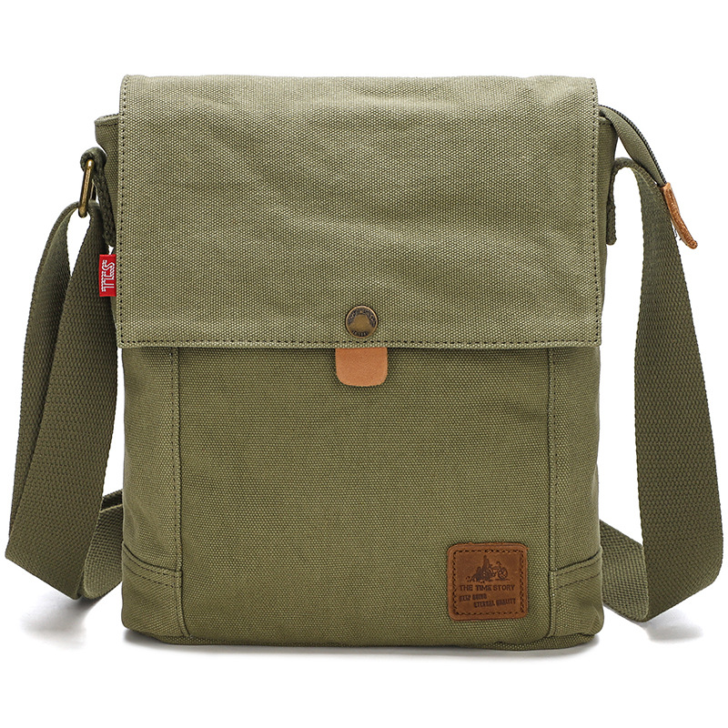 Picture of Casual Canvas Bag New Crossbody Backpack Small Square Bag Vertical Flat Bag Korean Style Shoulder Bag Fashionable Crossbody Bag