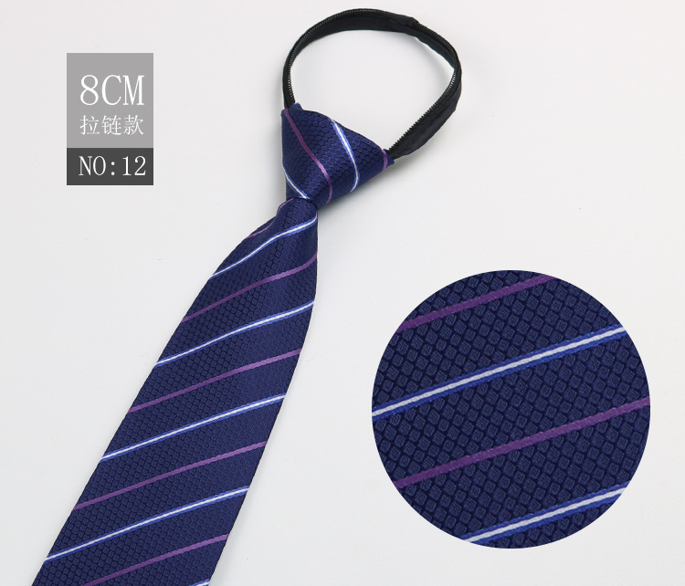 Picture of Factory Black Men's Tie Striped Blue Business Tie Lazy People Knot Free Zipper Tie in stock Wholesale