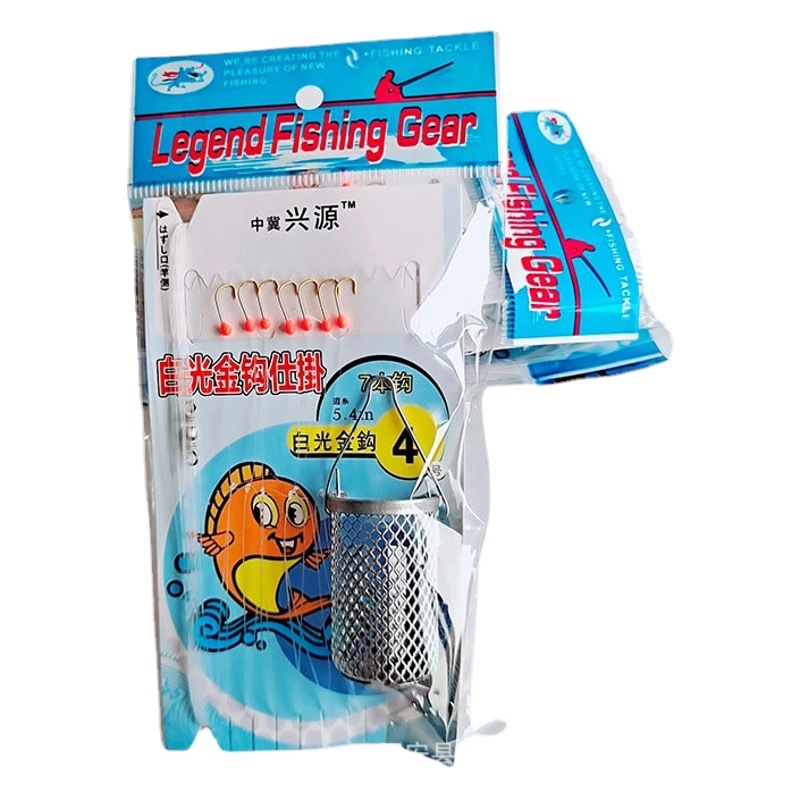 White light hook Seven Star hook manufacturer in stock white stripe string hook fishing gear accessories wholesale red dot yellow dot green dot bait cage