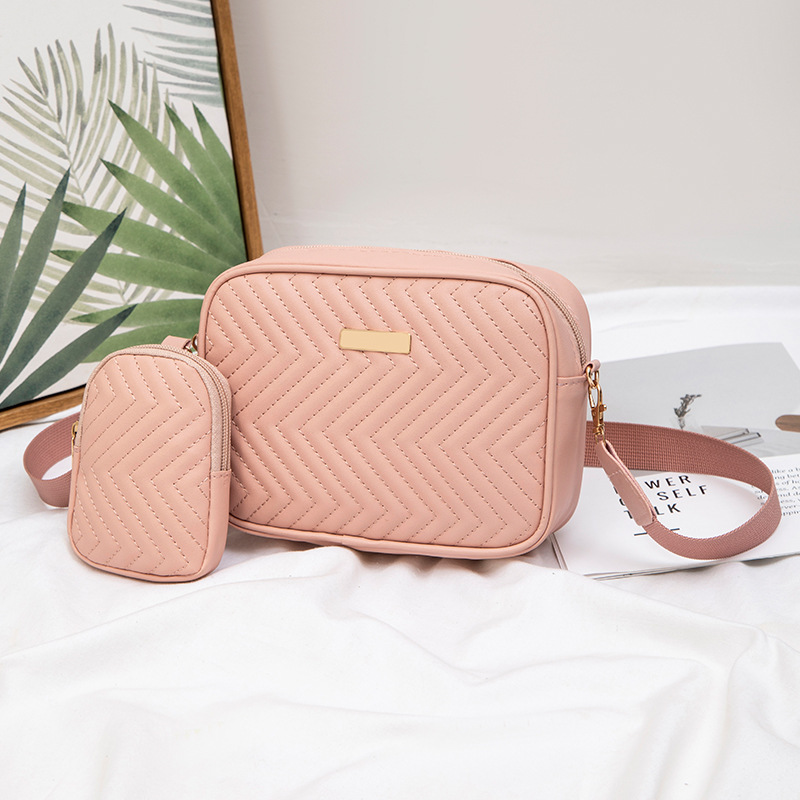 Picture of Ladies Bags Cross-border Fashion Women's Bag Distinctive Embroidered Small Square Bag Wide Shoulder Strap with Mini Coin Purse Batch
