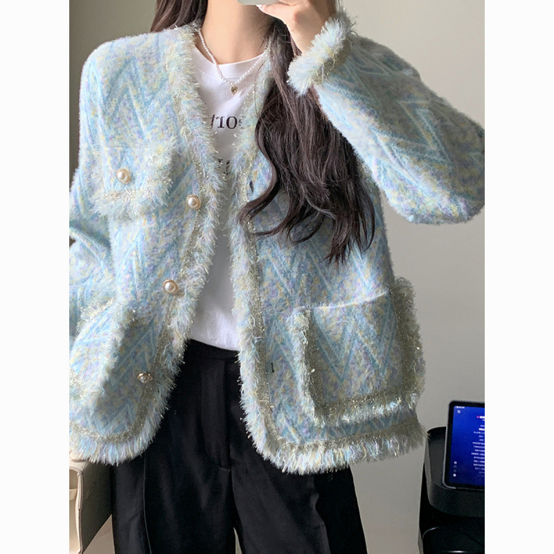 Fashion Sense Chanel Style Fringe Coat Women's Autumn and Winter Fashion Beautiful Korean Style Mink Velvet Elegant Celebrity Cardigan Top
