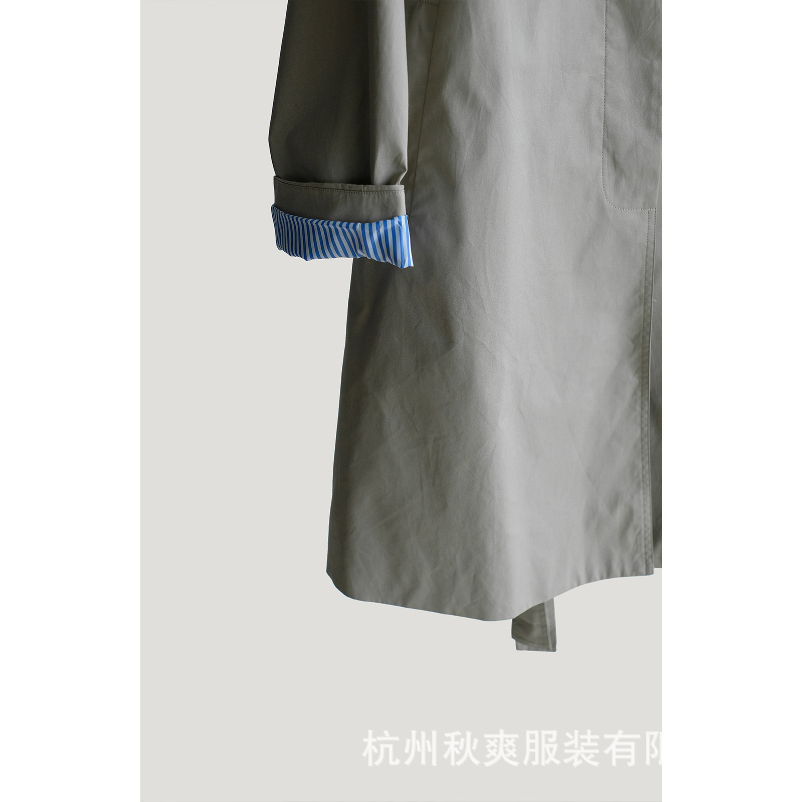 Picture of Autumn New Classic Silhouette Small Lapel Contrasting Color Lining Small Mid-Length Elegant Polyester Cotton Windbreaker Jacket for Women