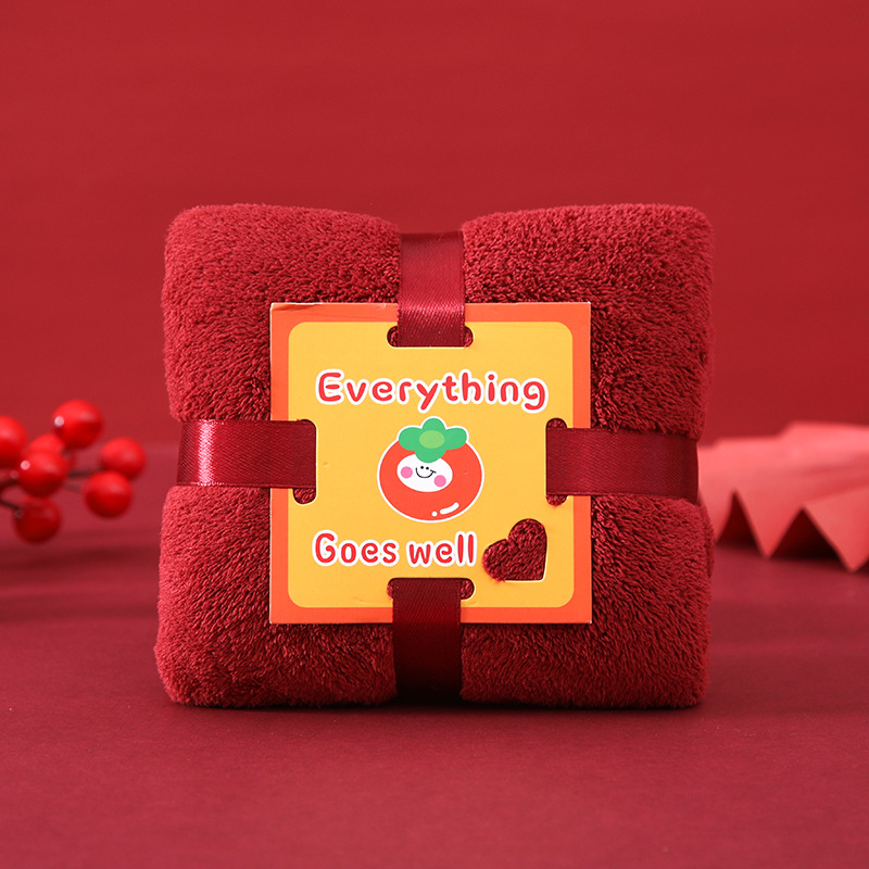 Picture of Hand gift towel wholesale coral velvet square wedding gift box towel wedding candy box towel Xi word New