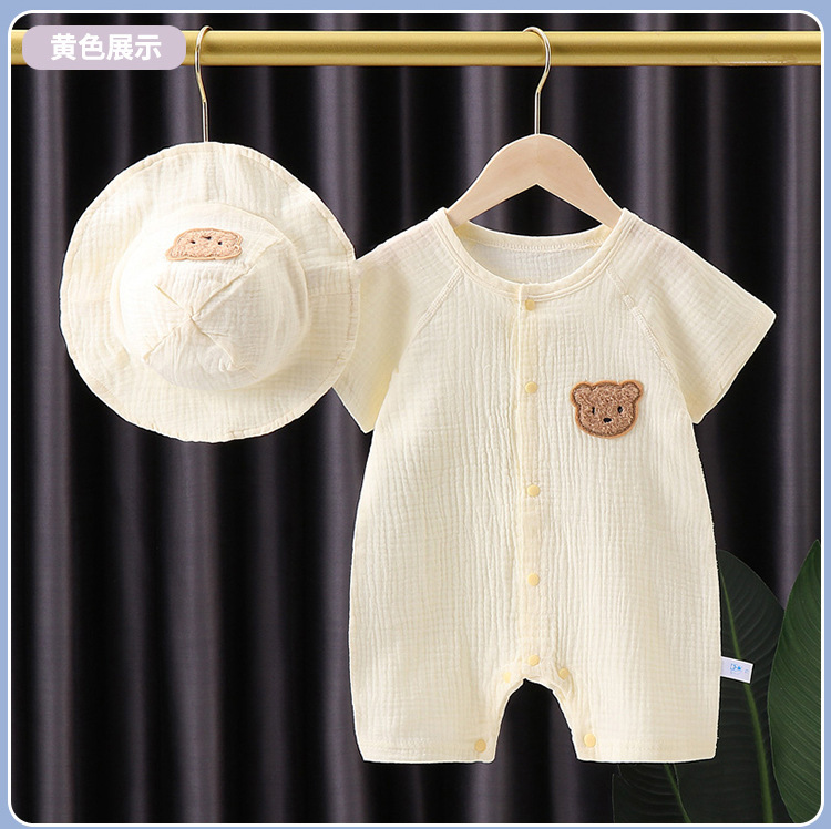 Picture of Baby Summer Thin Clothes Gauze Pure Cotton Jumpsuit Baby Short-sleeved Hare Clothes for Boys and Girls Baby Climbing Clothes for Going Out