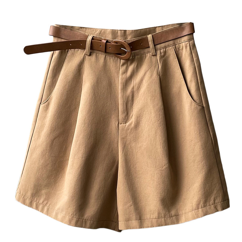 Picture of khaki Workwear Shorts Women's Summer Thin High Waist Slimming Loose Wide-leg Mid-length Pants Casual Suit Trendy Pants