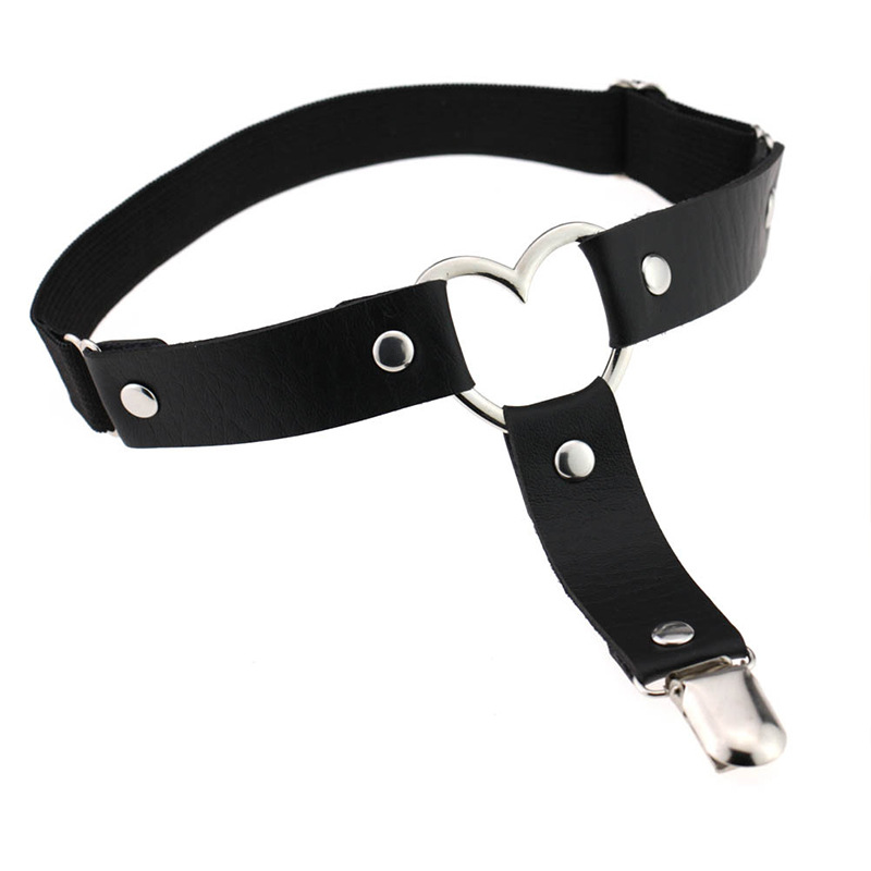 Picture of European and American Harajuku Punk Heart-Shaped Leather Leg Rings Japanese Style Non-Slip Thigh Socks Leg Rings Foot Rings Garter Accessories