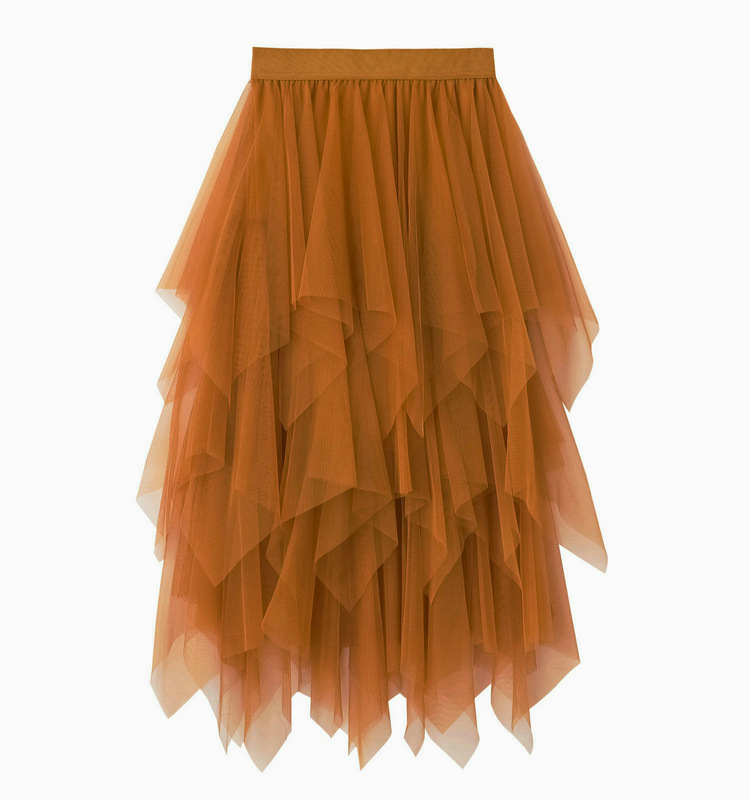 Picture of Irregular Mesh Skirt Women's Mid-length 2025 Spring New Veil Skirt High Waist All-match Slimming Skirt