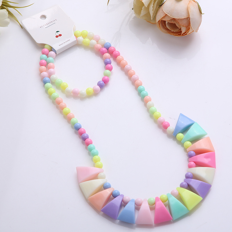 Picture of Korean version of candy color necklace children's spot jewelry beads necklace bracelet two-piece set Yiwu jewelry wholesale