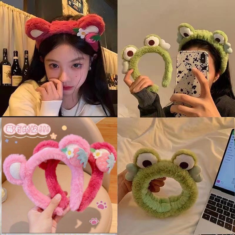 Picture of Special Headband for Face Washing for Women 2025 New Autumn and Winter Cute Bear Headband Hairband Hairpin Hair Accessory Plush Headwear