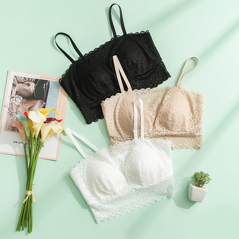 Picture of Tangge Silk Lace Rimless Tube-type Vest-type Bra Women's Anti-light Mulberry Silk Underwear Sling Bra