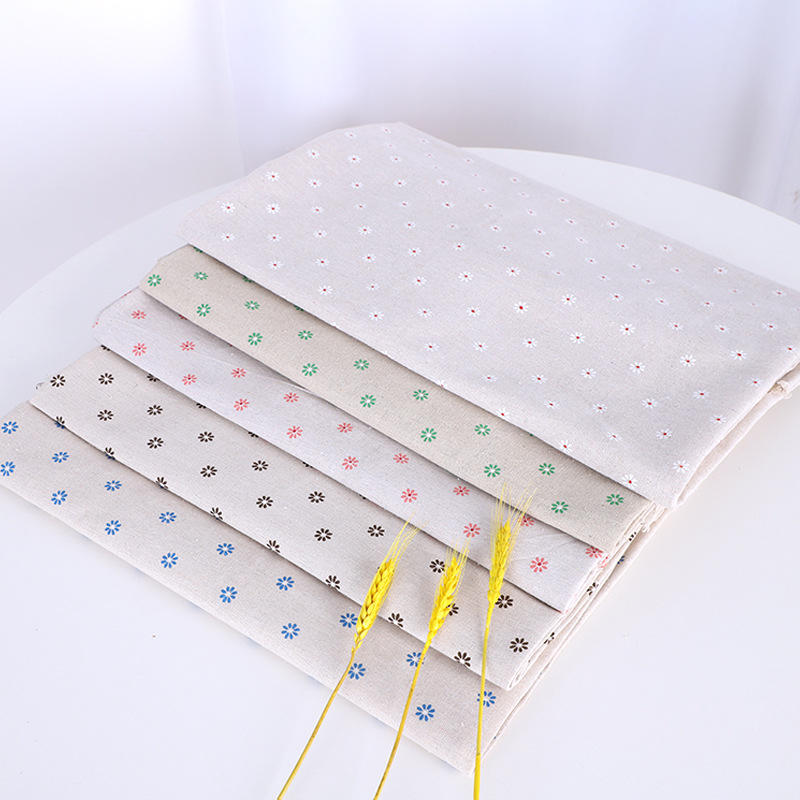 Picture of Wholesale daisy series linen fabric sand cloth background cloth stall tablecloth cotton linen pillow cushion fabric