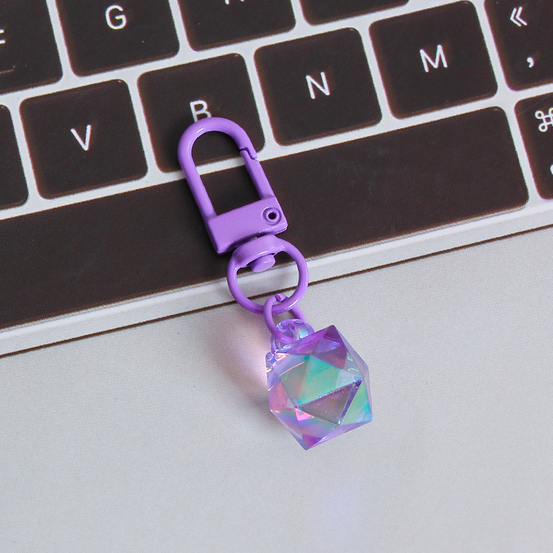 Picture of ins style AB color love beads keychain pendant diamond-shaped cut hanging hole door buckle girl's heart bag bag hanging jewelry