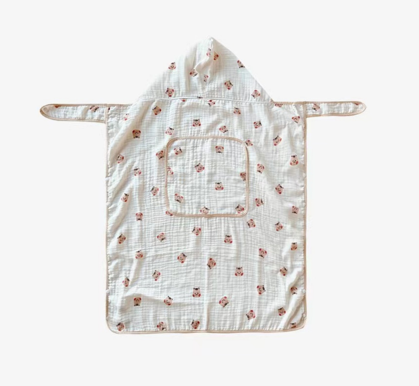Picture of Korean Style Anti-mosquito Windproof Cloak Baby Blanket Waist Stool Blanket Hooded Baby Breathable Gauze Cloak Sunscreen Cover Blanket