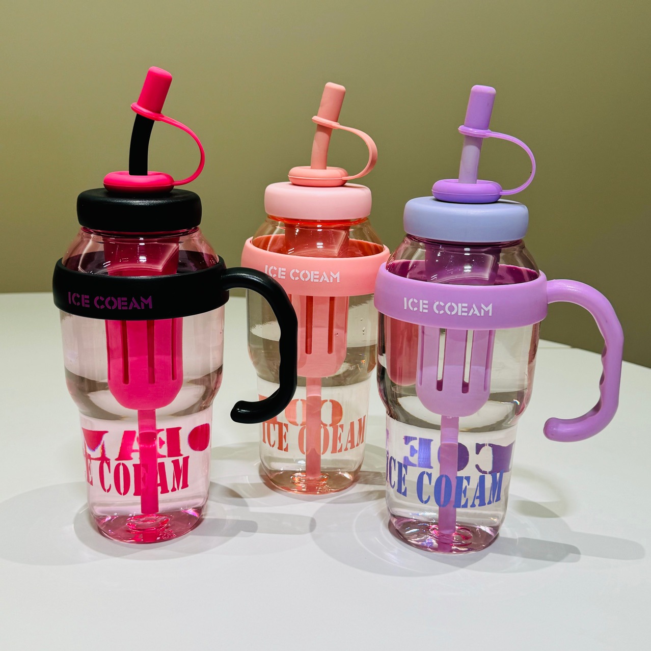 New Big Mac Ice Cup Large Capacity Water Cup Summer High Color Value Straw Big Belly Cup High Temperature Portable Plastic Cup