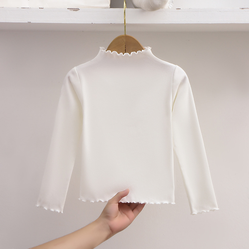 Picture of [Factory wholesale] girls' bottoming shirt autumn and winter 2023 new children's western style wooden ear solid color long sleeve T-shirt