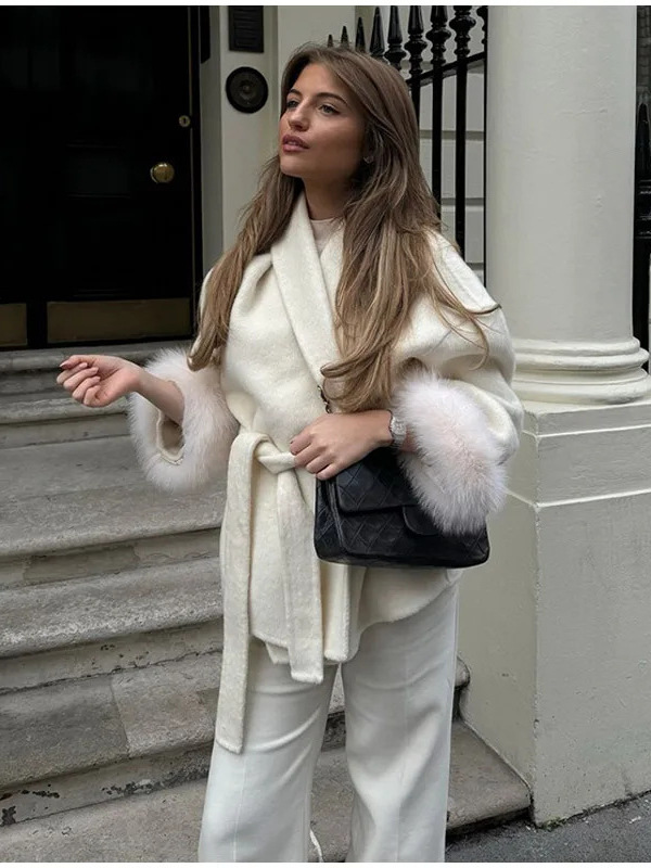 Woolen High-End Autumn and Winter New Style Elegant Mid-Length Double-Sided Coat Eye-Catching Warm Jacket Socialite Style