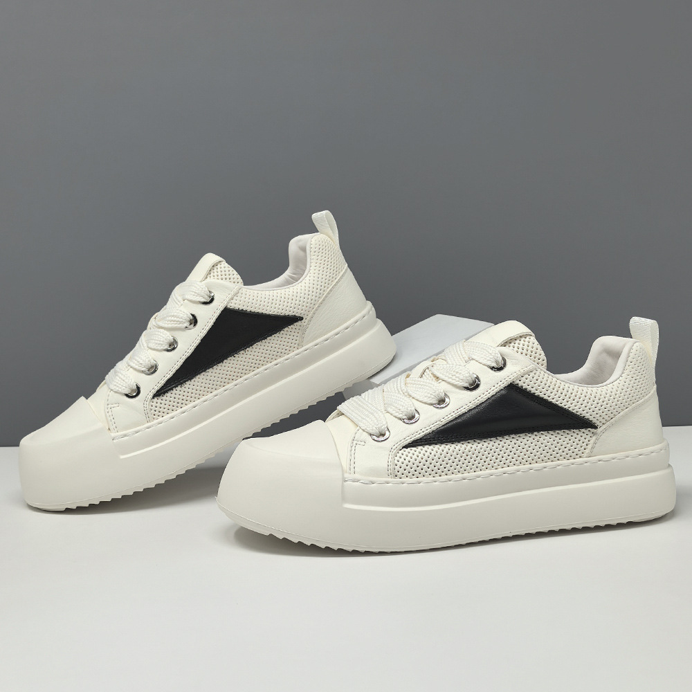 Men's Genuine Leather Versatile Sneakers, Trendy Men's Shoes, First Layer Cowhide European Style Men's Shoes, Men's Thick-Soled Breathable Casual Shoes