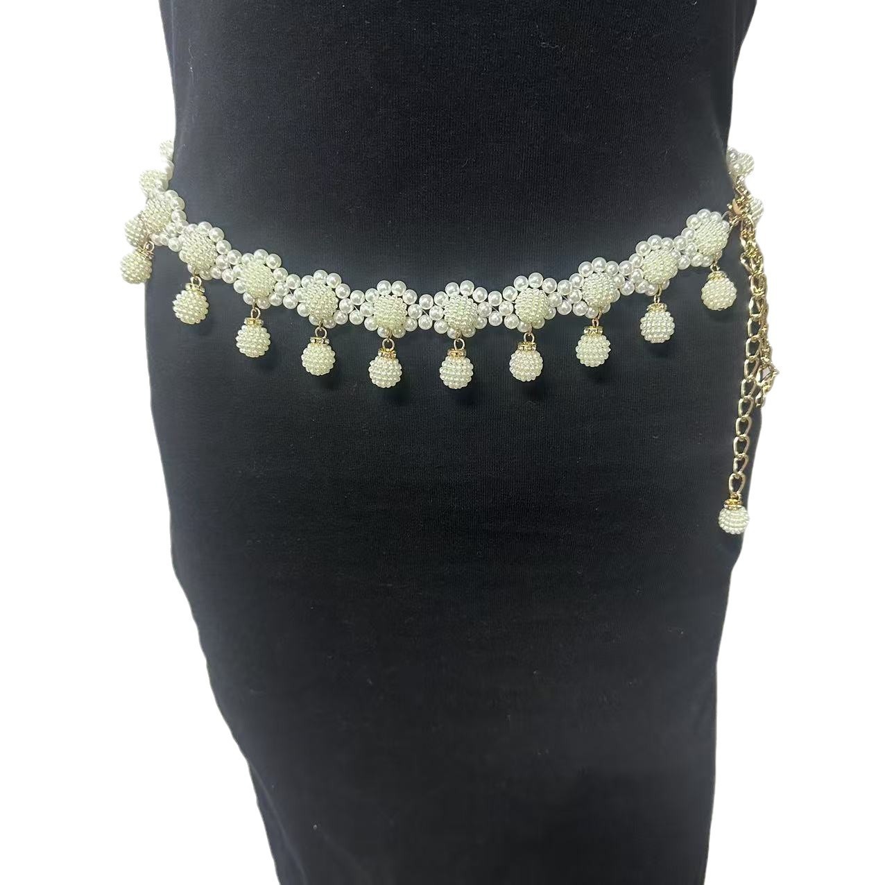 European and American Pearl Waist Chain Women's Fashion Korean Style Sweet Navel Dance Dress Tassel All-match Bayberry Ball Belt Accessories