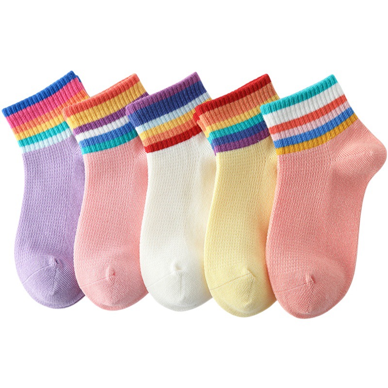 Picture of Boneless girls' socks summer thin children's mesh socks little girls boys sports socks medium and large children's sports socks