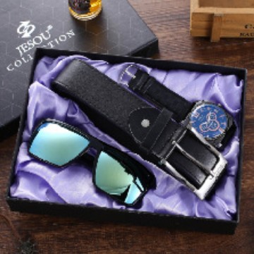 Picture of Men's Watch Set Factory Direct Sale Fashion Foreign Trade Quartz Glasses Belt Wallet Random Tie Business