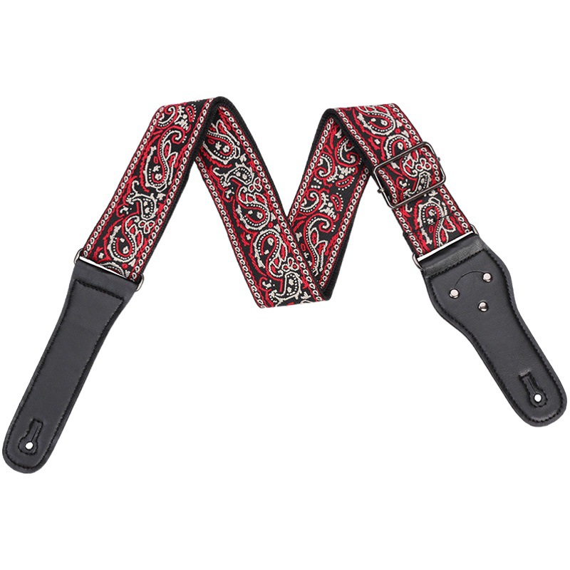 Embroidered Guitar Strap suit Acoustic Acoustic Guitar Shoulder Strap Bass Electric Guitar Strap with Strap Tail Nail Anti-slip Buckle