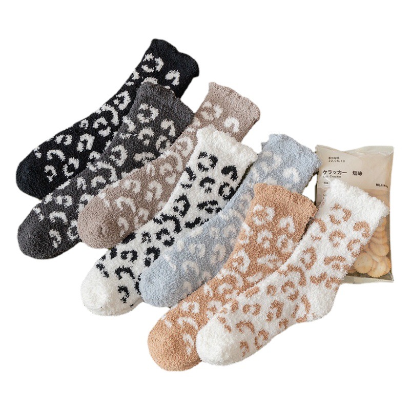 Coral Velvet Socks for Women Amazon Cross-Border Winter Thickened Home Sleeping Socks Long Tube Floor Socks Extended